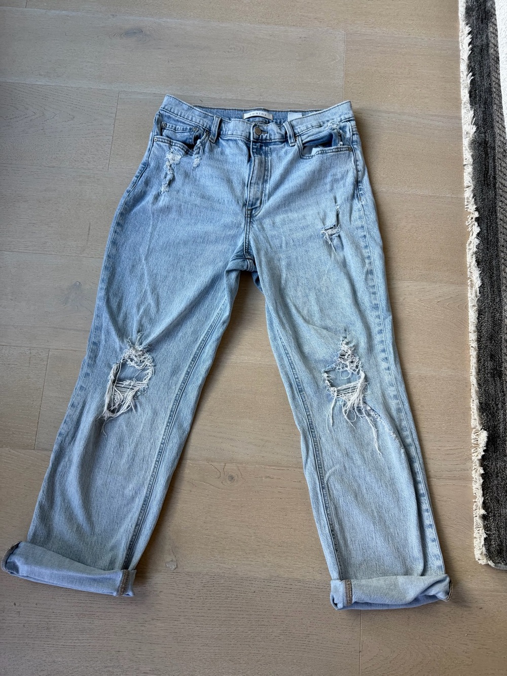 Women’s Light Blue Distressed Boyfriend Jeans